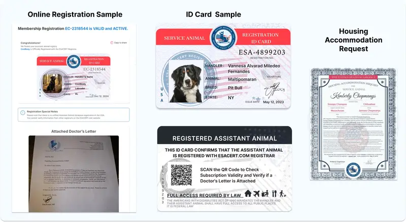 Esa-cert Serviec Animal registration pack